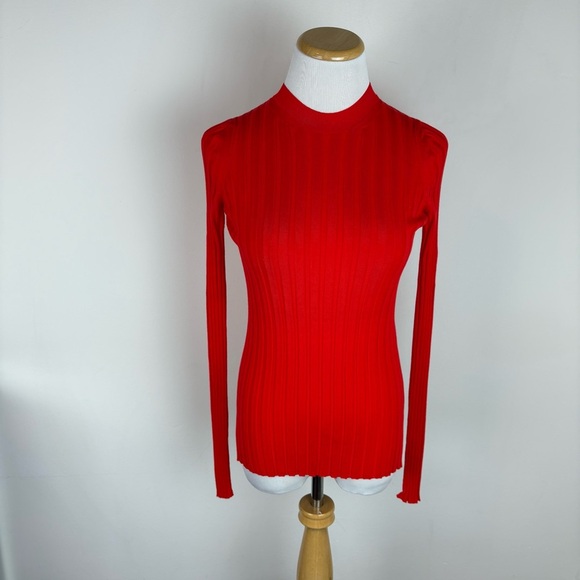 Celine 100% Wool Ribbed Red Sweater Size XS - Picture 1 of 6